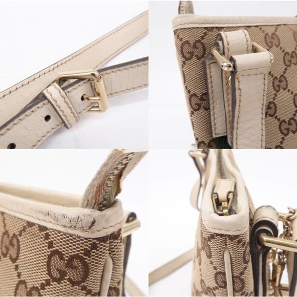 💎✨BEAUTIFUL✨💎Auth GUCCI Sherry GG Canvas Leather Shoulder Bag Beige - Picture 10 of 10
